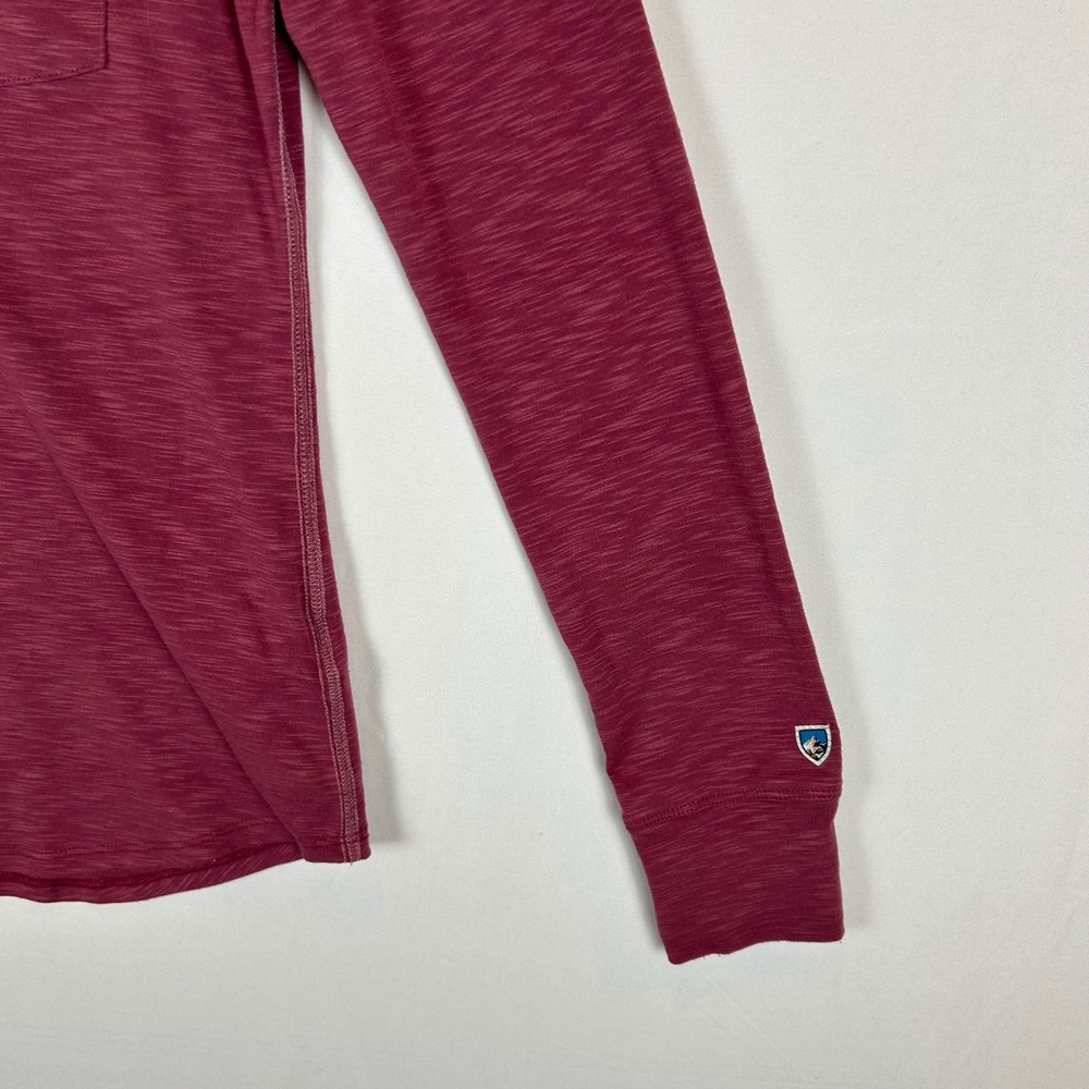 Kuhl Womens Burgundy Sora Hoody‎ Long Sleeve Hooded Henley Shirt Size Small - Picture 9 of 12